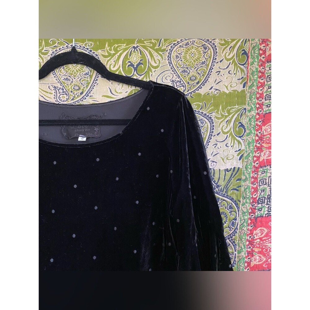 Johnny Was Love Black Roxanne Bohemian Velvet Whimsigoth Mini Dress Medium - Picture 4 of 14